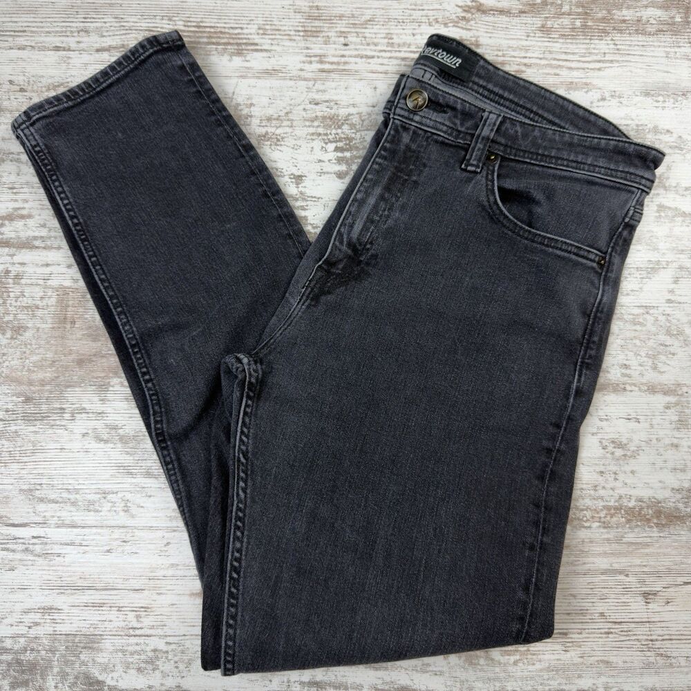 Revtown Decade Denim Taper Jeans Mens 35W 30L Black Comfort Stretch Athletic Fit
